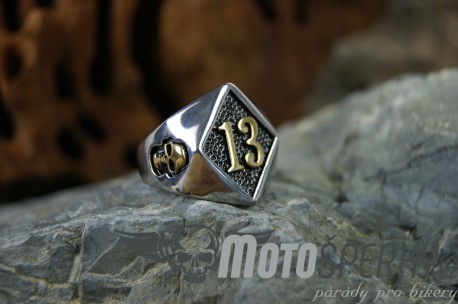 PRSTEN Z CHIRURGICKÉ OCELI 13 gold SKULLS