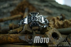 NÁRAMEK Z NEREZOVÉ OCELI BIKER CROSS SKULL