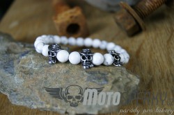 NÁRAMEK Z NEREZOVÉ OCELI SKULLS WHITE PEARL