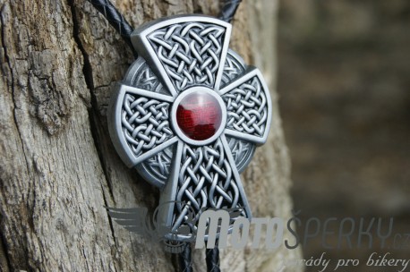 BOLO TIE IRON CROSS RED