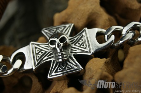 NÁRAMEK Z NEREZOVÉ OCELI SKULL CROSS