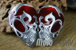 Přezka opasková TWO SKULLS RED